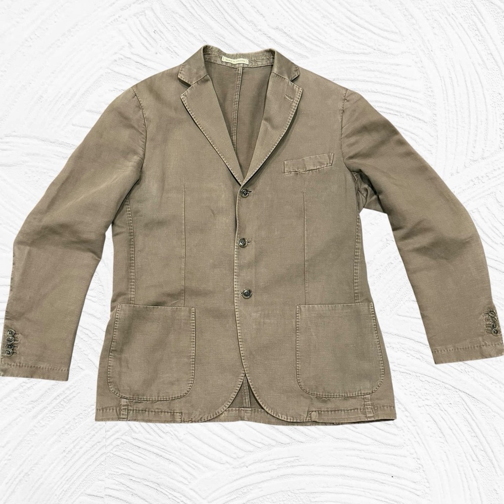 Montedoro Chinolino Brown Linen Cotton Blazer Men's 44R Unstructured 3 Button